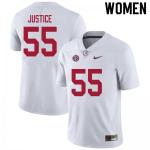 NCAA Women's Alabama Crimson Tide #55 Kevin Justice Stitched College 2020 Nike Authentic White Football Jersey GK17K30IP